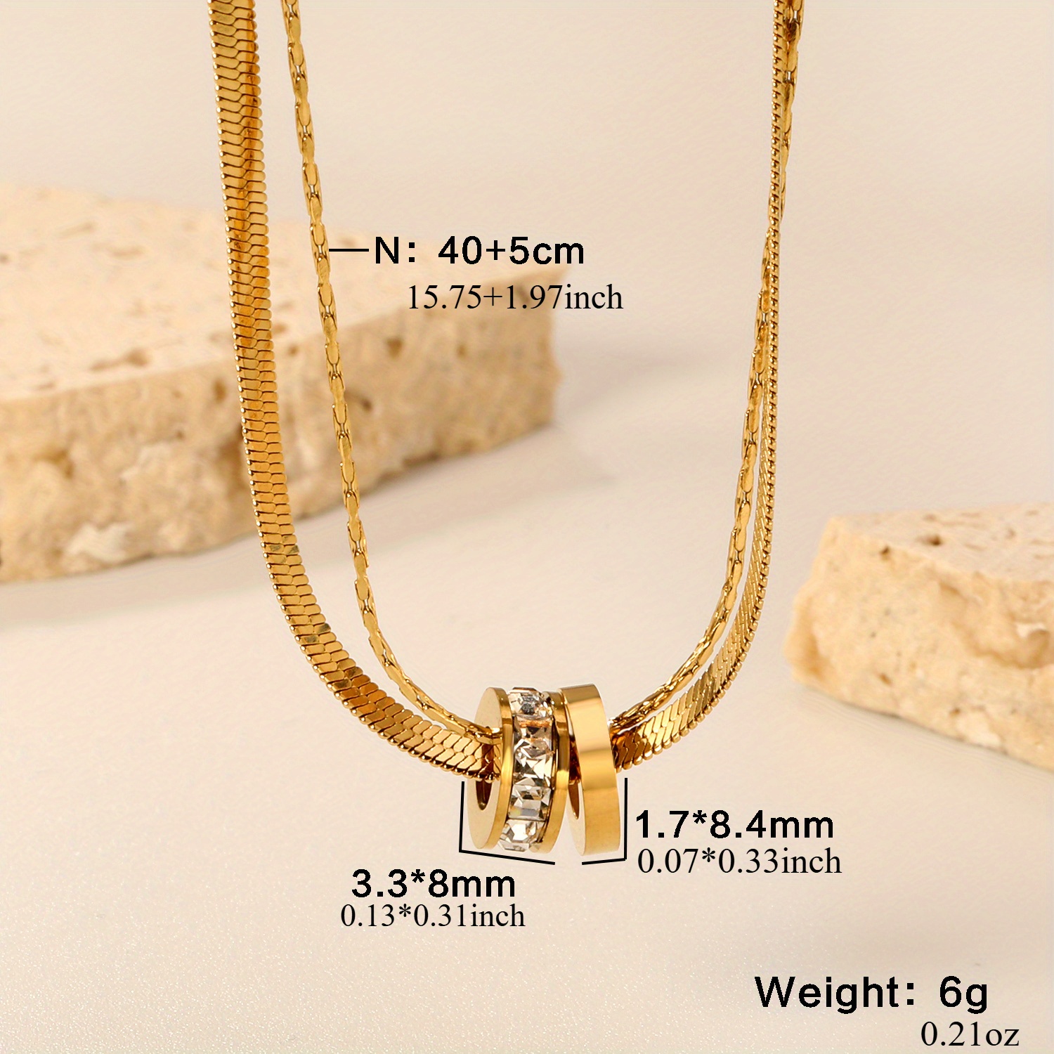 18k Golden Plated Women'S Double Layer Round Necklace